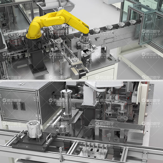 電動(dòng)汽車(chē)壓縮機(jī)自動(dòng)化裝配線(xiàn)三維動(dòng)畫(huà)制作